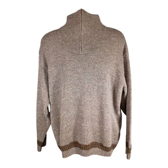 Thomas Keeling Alpaca Wool Sweater Pullover 1/4 Zip Brown Men's XL - Picture 5 of 8